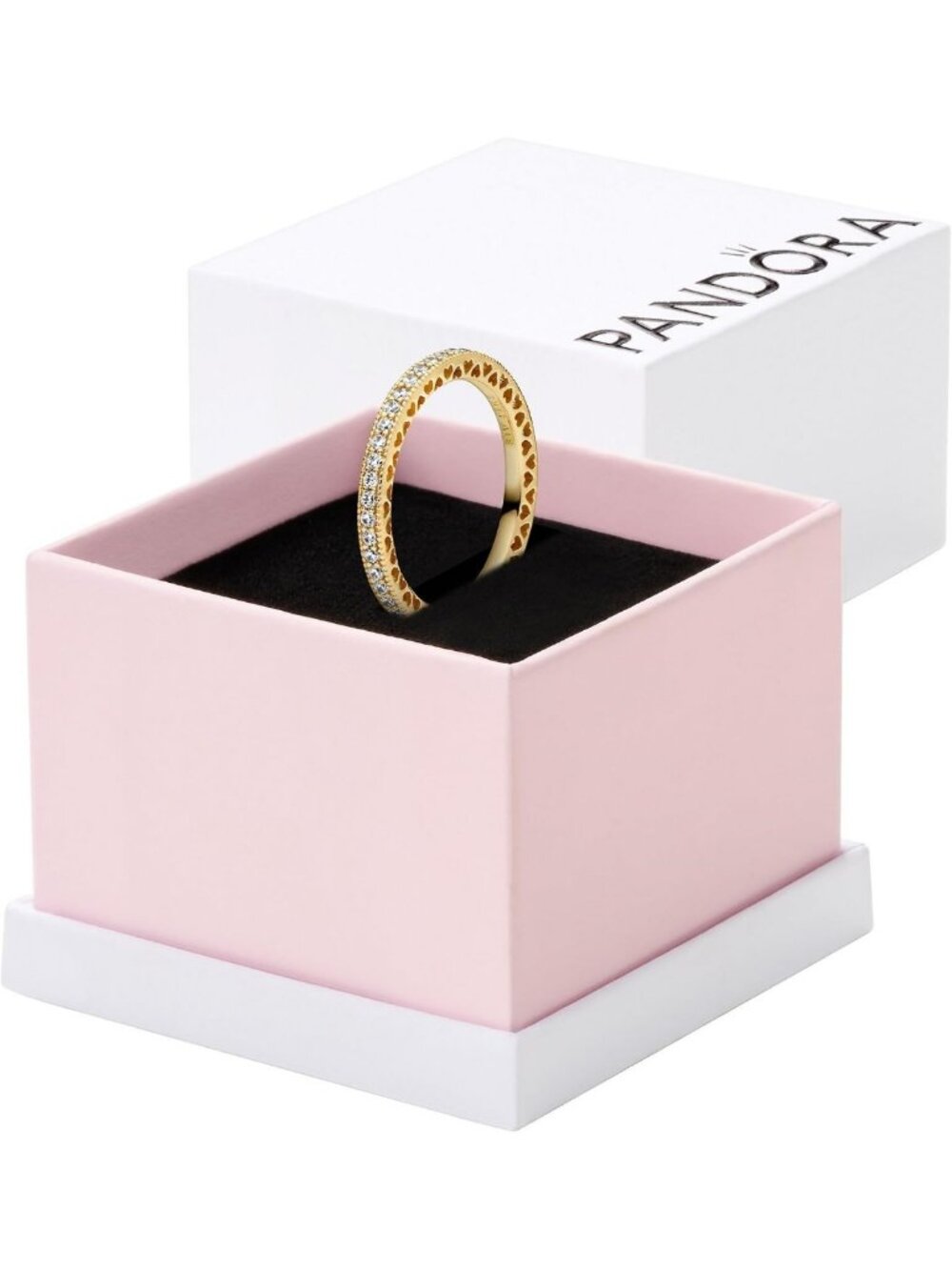 Sparkling 14k Gold-Plated Halo & Hearts Ring for Women - Stackable Gift Idea